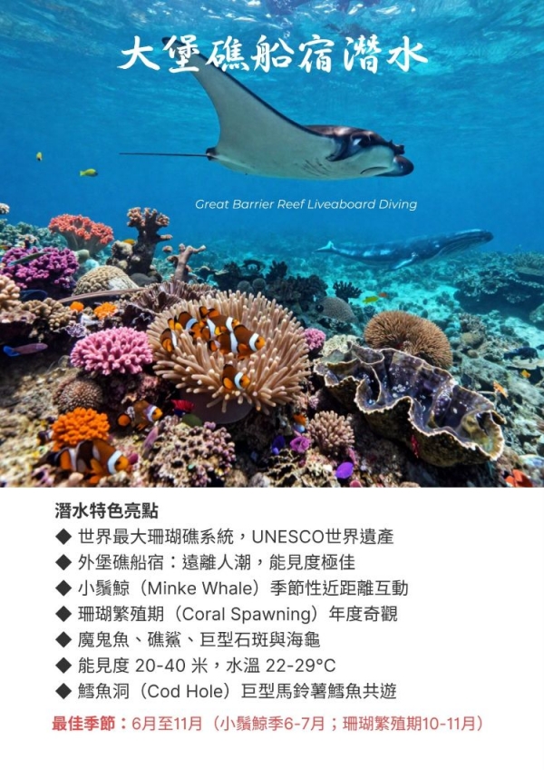 【澳洲凱恩斯大堡礁】Great Barrier Reef大堡礁豪華船宿船潛｜自由行8日,船宿3天